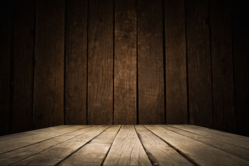 wooden background with a table for the montage of your product