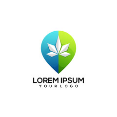 Location Cannabis Logo Colorful Illustration Vector Design