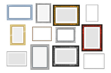 Set of vintage wooden frames for pictures or photos, frames for a mirror