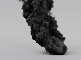 Image of a burning object on a blank background, 3D rendering