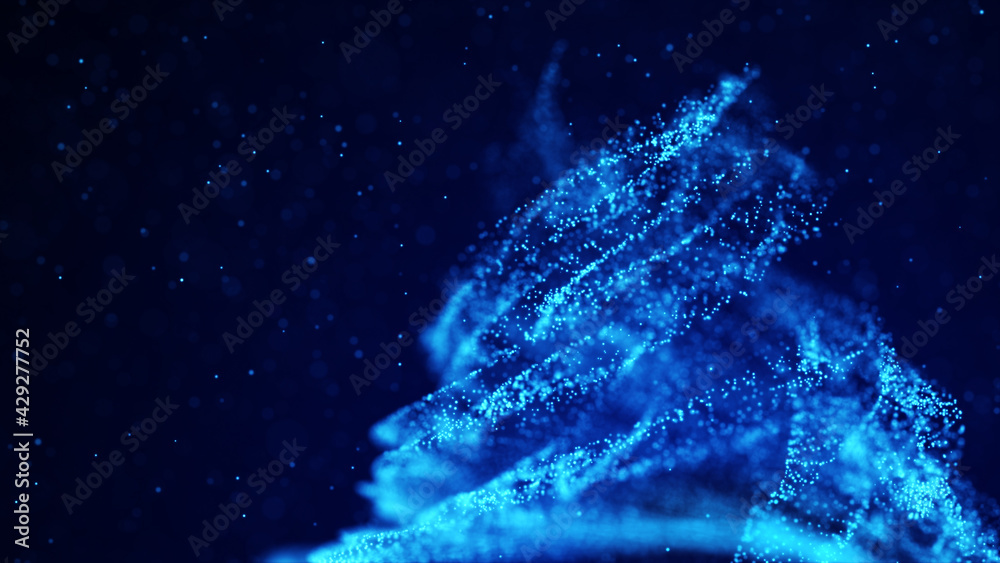 Poster whirlwind of dust particles. abstract primitives. 3d rendering