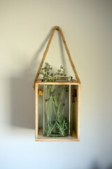 lavender hanging in a glass jar