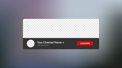 Youtube Channel Name Lower Third with Content Placeholder. Broadcast Banner for Video On Blurry Background. Placeholder for channel logo. Vector illustration