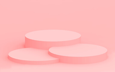 3d pink cylinder podium minimal studio background. Abstract 3d geometric shape object illustration render. Display for valentine product.