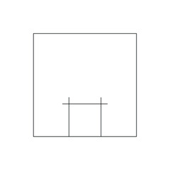Conventional designation of non-mechanical equipment (single-section washing bath), consisting of a square and black lines on a white background