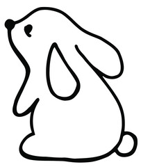 easter bunnies  illustration vector rabbit black and white one line bunny sitting