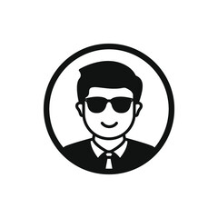 Man wearing glasses icon flat style isolated on white background. Vector illustration