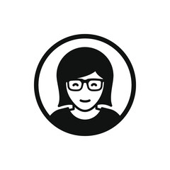 Women wearing glasses icon flat style isolated on white background. Vector illustration