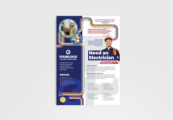 Electrician Poster Banner Layout for Electrical Handyman Builder Services