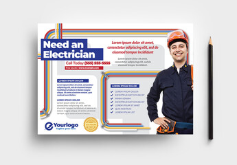 Electrician Flyer Poster Postcard for Handyman Services