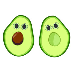 Two half avocado with eyes