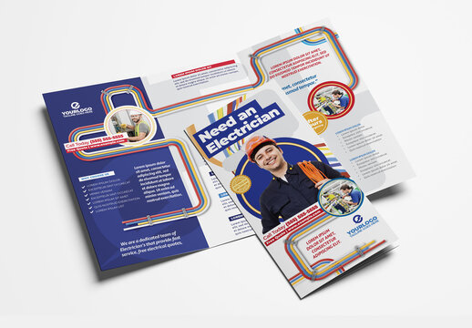 Electrician Trifold Brochure Leaflet for Handyman Electrical Services