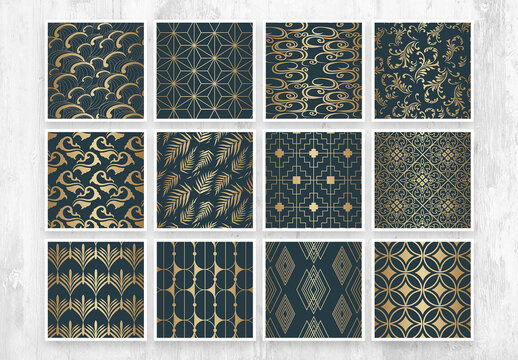 Elegant Asian Pattern with Vintage Art Deco Style