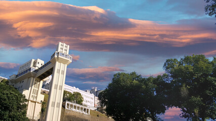View of the elevator Lacerda Postcard from Salvador Bahia Brazil © Gustavo