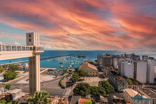 View of the Lacerda Elevator in Salvador Bahia Brazil.