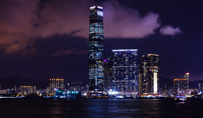 Hong Kong skyline at night, scenic view