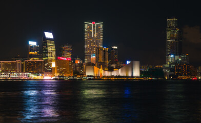 Obraz premium Hong Kong skyline at night, Central District
