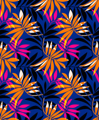 Fototapeta premium Seamless tropical pattern, floral print.