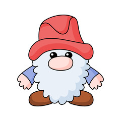 Garden or Christmas gnome cartoon character isolated on white background vector. Colorful children illustration. Kids toy.