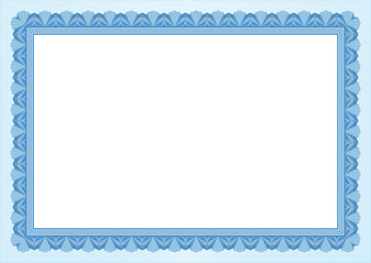 Certificate diploma template. Blue vector stock background texture. Changable outline and background colors. For schools, online cources, web design and achievments. Blue theme.