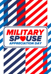 Fototapeta premium Military Spouse Appreciation Day. Celebrated in the United States. National Day recognition of the contribution, support and sacrifice of the spouses of the Armed Forces. Poster, card, banner. Vector