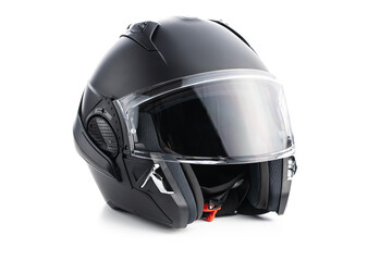 Black modular motorcycle helmet.