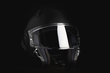 Black modular motorcycle helmet.