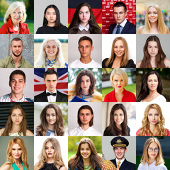 Collage of happy people of different ages and nationalities
