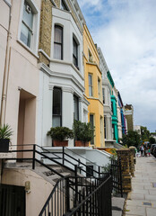 Picturesque Notting Hill row of houses with colorful facades, popular tourist destination