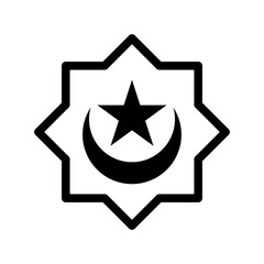 illustration of a star moon flanked by fist stars. symbol of Islam. Islamic icons can be used for the month of Ramadan, Eid and Eid Al-Adha. for logo, website and poster designs. vector