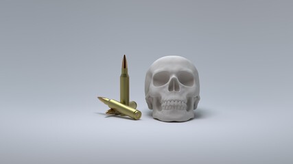 Skull and bullet. War concept art. elegant cloros