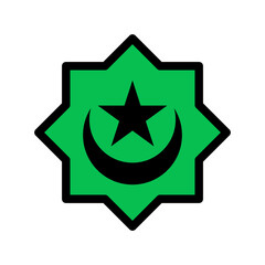 illustration of a star moon flanked by fist stars. symbol of Islam. Islamic icons can be used for the month of Ramadan, Eid and Eid Al-Adha. for logo, website and poster designs. vector