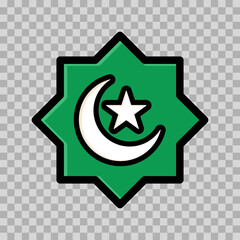 illustration of a star moon flanked by fist stars. symbol of Islam. Islamic icons can be used for the month of Ramadan, Eid and Eid Al-Adha. for logo, website and poster designs. vector