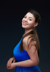 Fototapeta premium Young sensual model girl. Color face art studio photo.