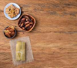 Typical brazilian june festival food with copy space
