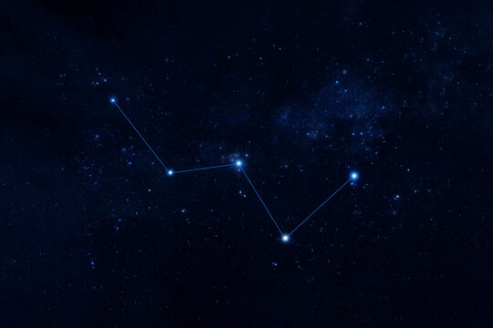 Constellation Cassiopeia. Against a dark background. Elements of this image were furnished by NASA.