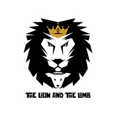 Biblical illustration. Christian art. The lion and the lamb.