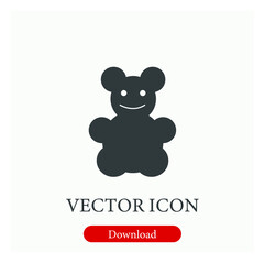 Bear vector icon.  Editable stroke. Linear style sign for use on web design and mobile apps, logo. Symbol illustration. Pixel vector graphics - Vector