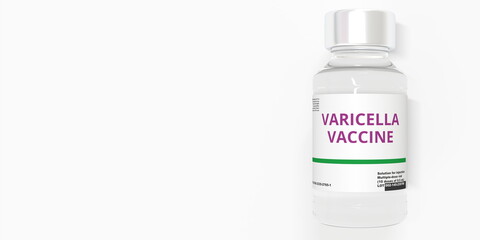 VARICELLA VACCINE text on the label of the medical vial. 3D rendering