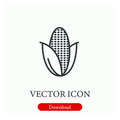 Corn vector icon.  Editable stroke. Linear style sign for use on web design and mobile apps, logo. Symbol illustration. Pixel vector graphics - Vector