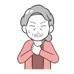 のどが詰まる　高齢女性