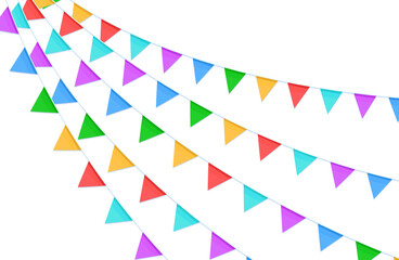Colorful flags garlands on a rope isolated on a transparent background.Vector