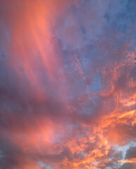 Fototapeta premium Fiery sunset with orange clouds
