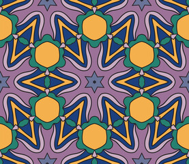 Abstract colorful doodle flower seamless pattern. Floral background. Mosaic, tile of thin line ornament.