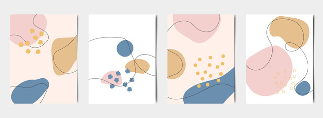 Abstract shapes minimal background vector set. Trendy style cover design for social media posts and stories, cover, web, invitation, and print..