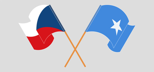 Crossed and waving flags of Czech Republic and Somalia