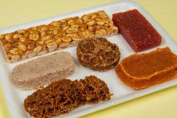 coconut candy, pumpkin candy, pacoca, peanut butter