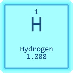 H Hydrogen Non reactive metal Chemical Element Periodic Table. Square vector illustration, colorful clean style Icon with molar mass and atomic number for Lab, science or chemistry education.