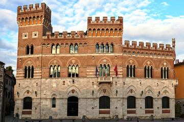 Fototapeta premium Towers of a renaissance brick castle in the city of Grosseto
