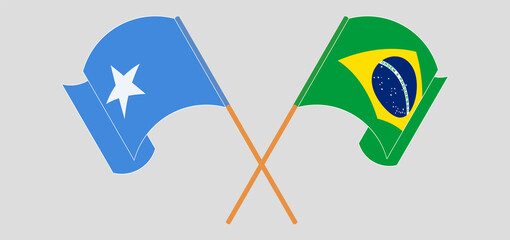 Crossed and waving flags of Somalia and Brazil